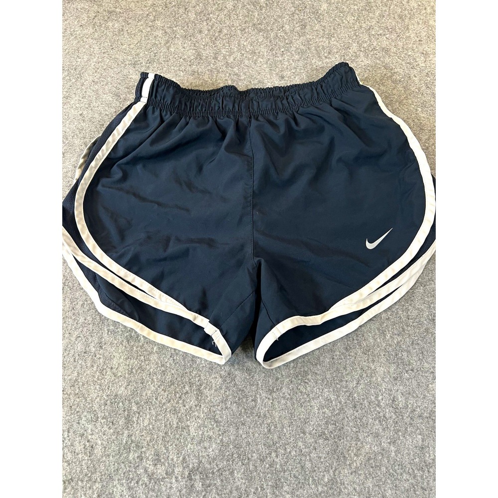 Nike Dri-Fit Womens Black/White Athletic Running Shorts XS Elastic Waist Logo